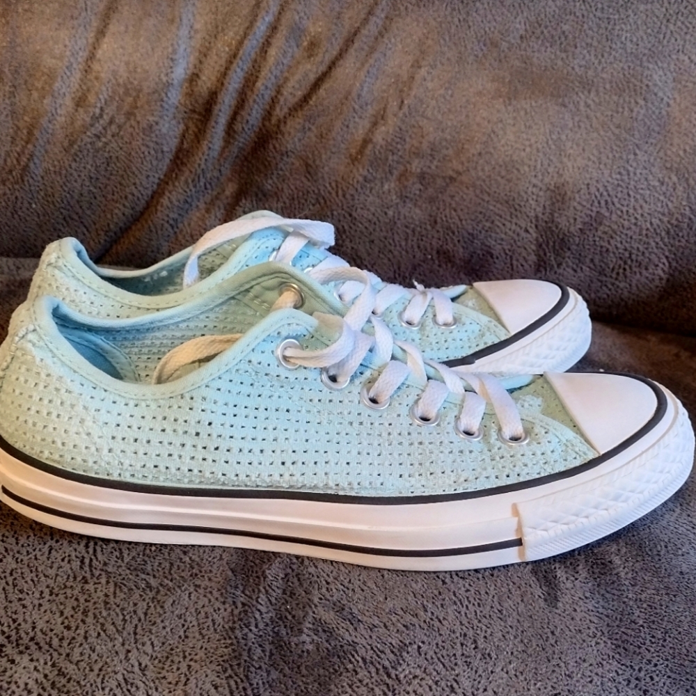 Women's Converse Shoe Sneaker Aqua Blue /White All Star Peft.  Sz 7